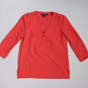 French Connection Orange V Neck Long Sleeve